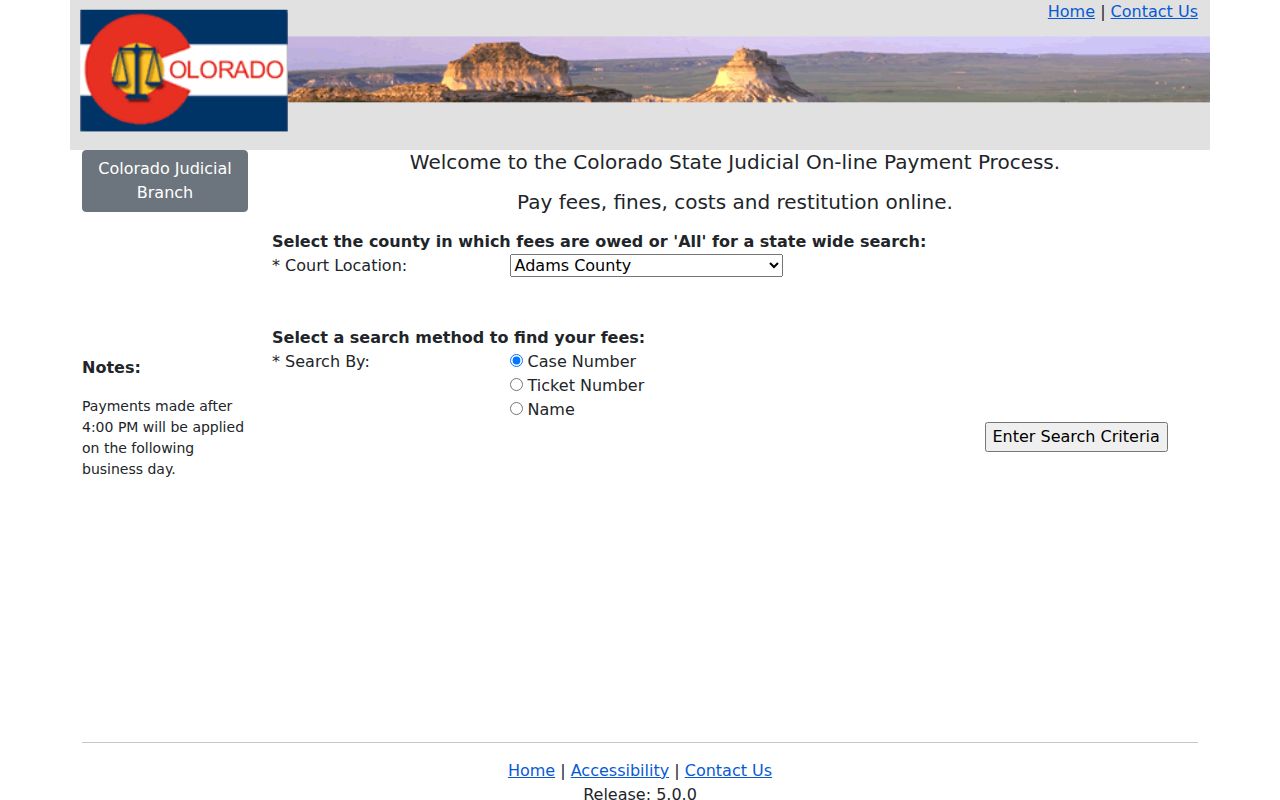 Elbert County case search in Colorado court payment portal
