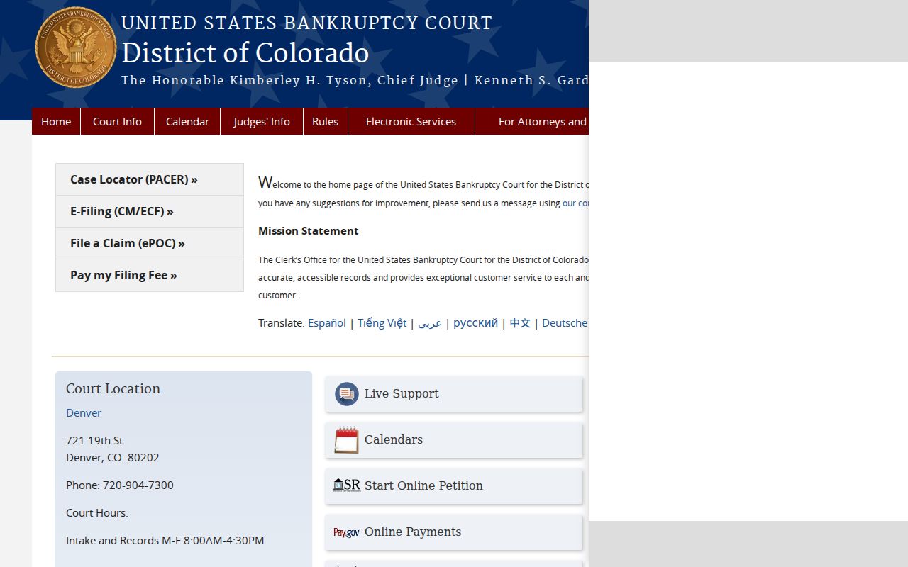 Elbert County civil docket and Colorado bankruptcy court source