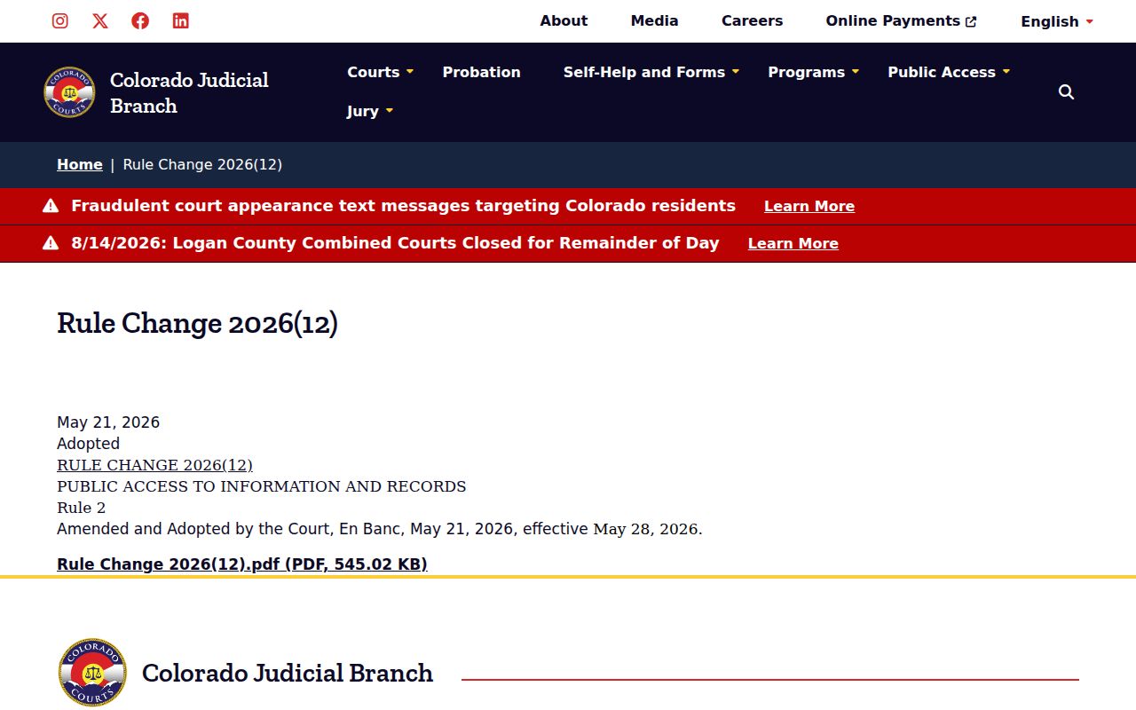 Elbert County court records public access rule change