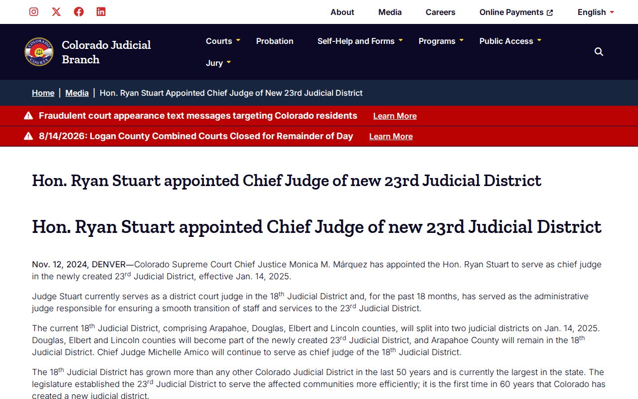 Elbert County court docket and 23rd Judicial District transition page
