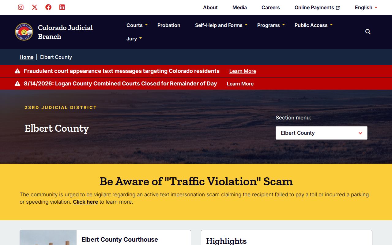 Elbert County court docket Combined Court official page